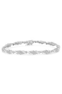 1-1/2 Cttw Round and Baguette Cut Diamond Wave Link Bracelet